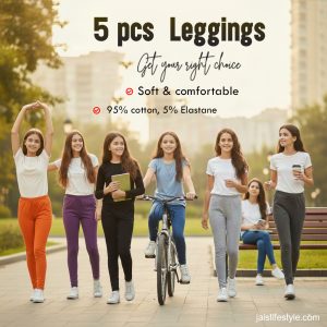 Pack of 5 Pcs  Women Basic Solid Color Cotton Full Length Leggings