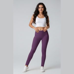 1 pcs Women Basic Solid Purple  Color Cotton Full Length Leggings
