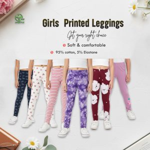 3 pcs Girls Premium Cotton  Printed  Leggings