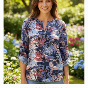 Ladies ¾ Sleeve Soft floral Casual Top