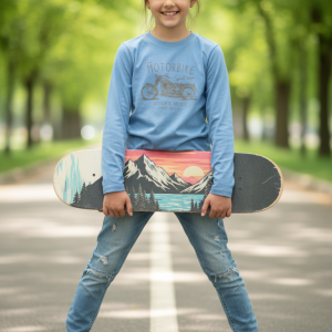 1 pcs Girls Round Neck Cotton Full Sleeve T-shirt