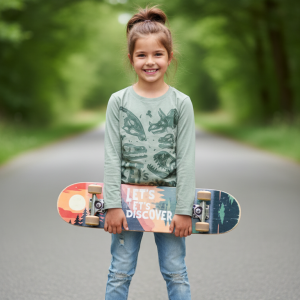 1 pcs Girls Round Neck Cotton Full Sleeve T-shirt