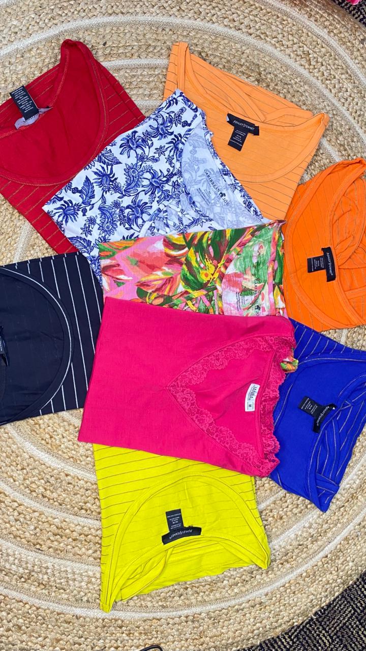 1 pcs Women's Neck Summer Cotton Vest / Round Neck striped Tank Top - Image 3