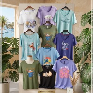 1 Pcs  Ladies color full cotton T shirt