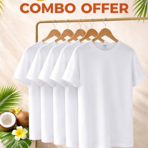 5 Pcs  Summer White color t shirt
